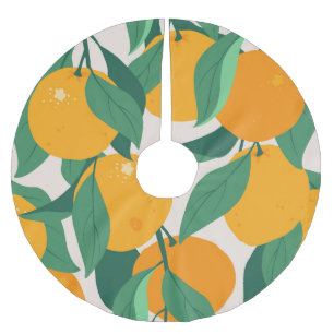 Citrus Tree: Summer Hand Drawn Brushed Polyester Tree Skirt