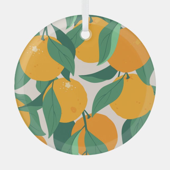 Citrus Tree: Summer Hand Drawn Glass Tree Decoration (Front)