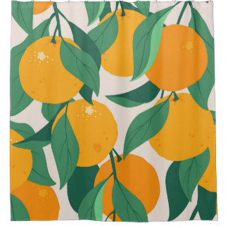 Citrus Tree: Summer Hand Drawn Shower Curtain