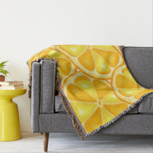 Citrus TROPICAL SUMMER FRUIT Orange lemons Slice Throw Blanket