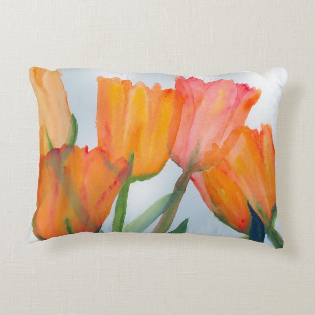 Citrus Tulips Decorative Cushion (Back)
