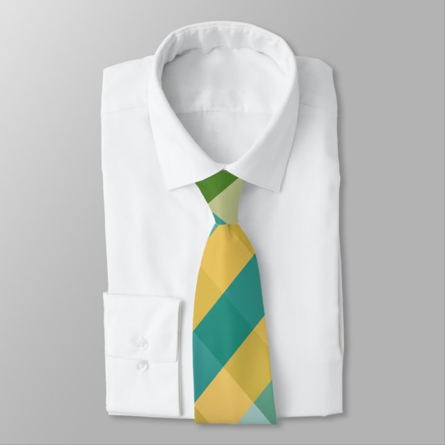 Citrus Twist Diagonal Plaid Tie (Tied)