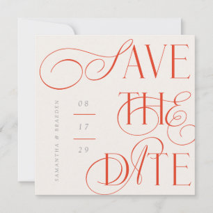 Citrus Twist Modern Calligraphy Save The Date Card