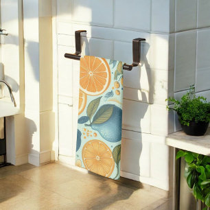 Citrus Vibrant Lemon & Orange Watercolor Floral  Tea Towel