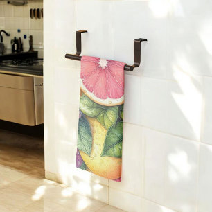 Citrus Vibrant Lemon & Orange Watercolor Floral  Tea Towel