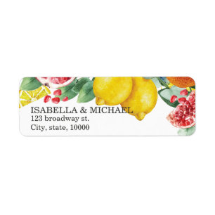 Citrus Watercolor Botanical Wedding Address Return Address Label
