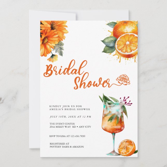 Citrus | Watercolor Bridal Shower  Invitation (Front)