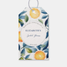 Citrus Watercolor Modern Blue Orange Bridal Shower