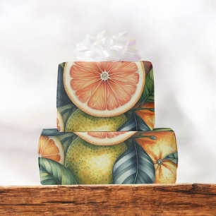 Citrus Watercolor Orange Fruit Botanical Summer Wrapping Paper