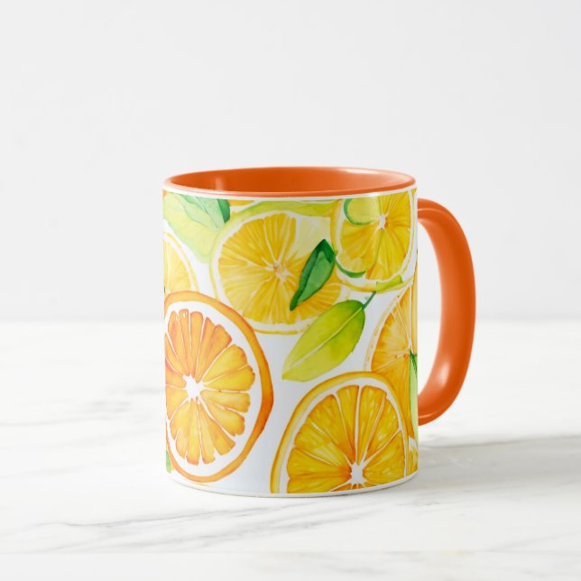 Citrus Watercolor Oranges & Lemons Combo Mug (Front Right)