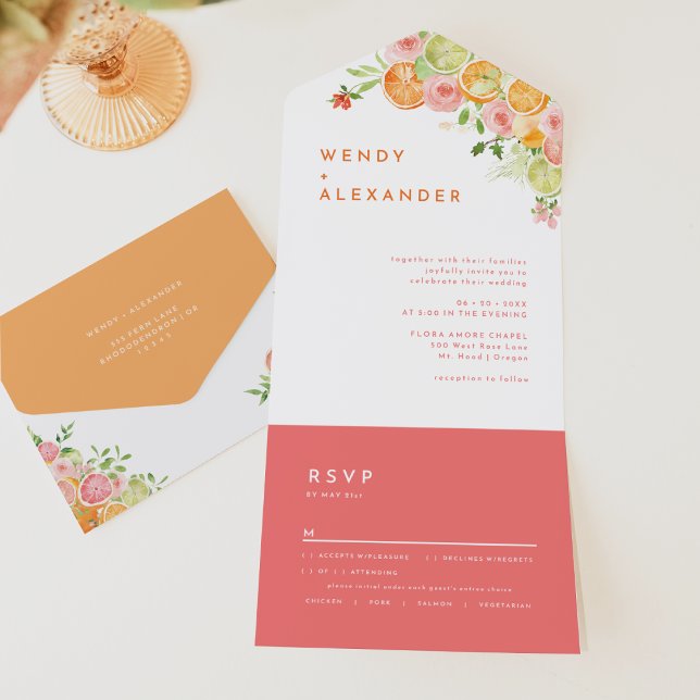 Citrus Watercolor Wedding All In One Invitation (Creator Uploaded)