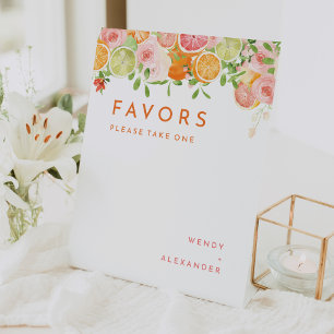 Citrus Watercolor Wedding Favours Pedestal Sign