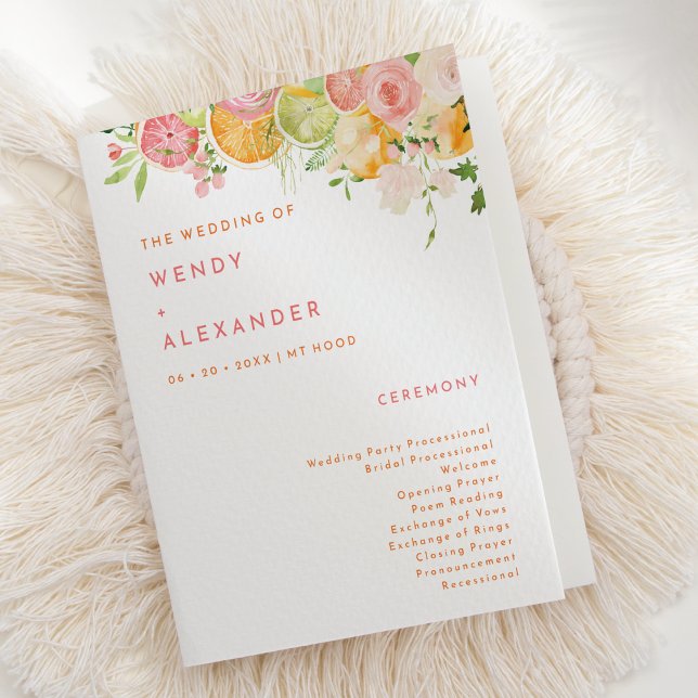 Citrus Watercolor Wedding Folded Program (Creator Uploaded)