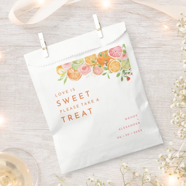 Citrus Watercolor Wedding Love Is Sweet Favour Bag (Clipped)