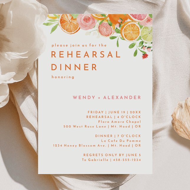 Citrus Watercolor Wedding Rehearsal Dinner Invitation (Creator Uploaded)