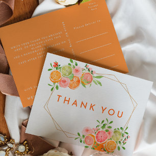 Citrus Watercolor Wedding Thank You Postcard
