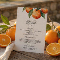 Citrus Wedding Details Card | Mediterranean Orange