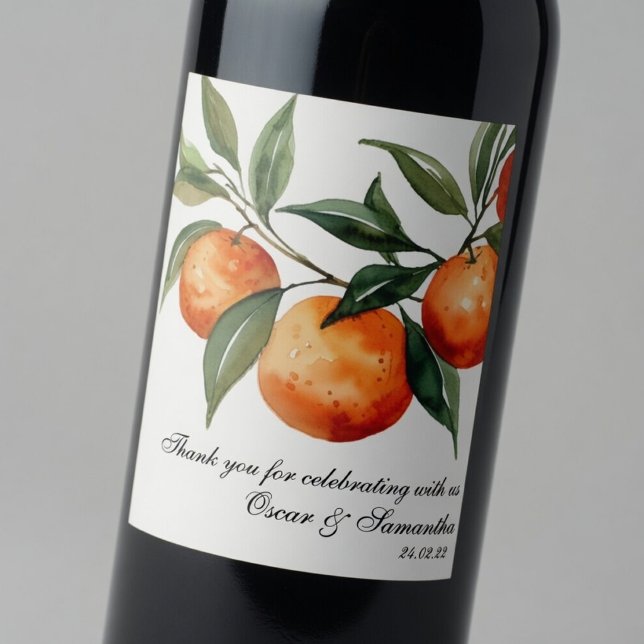 Citrus Wedding | Mediterranean Orange  Wine Label (Creator Uploaded)