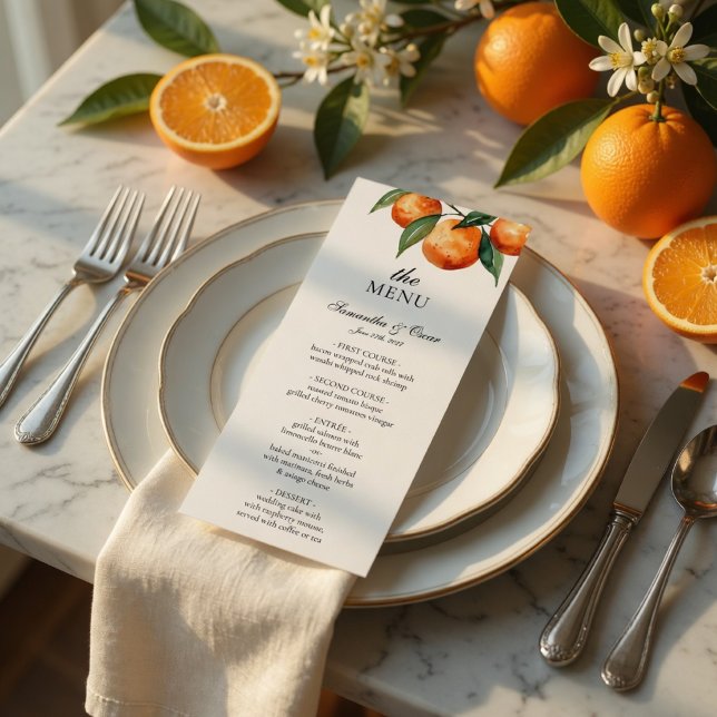Citrus Wedding Menu Card | Mediterranean Orange (Creator Uploaded)