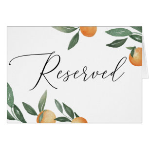 Citrus Wedding Reserved Sign Watercolor Orange