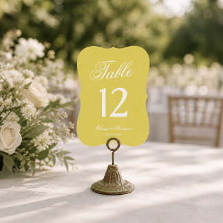 Citrus Wedding Yellow Die Cut Table Number
