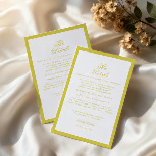 Citrus Wedding Yellow Elegant Details Card