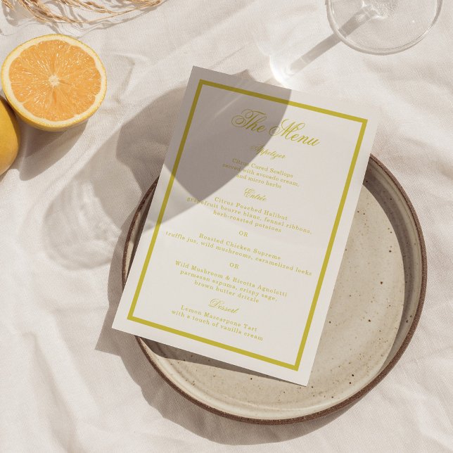 Citrus Wedding Yellow Elegant Menu Card (Creator Uploaded)