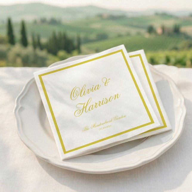 Citrus Wedding Yellow Elegant Script Napkin (Creator Uploaded)