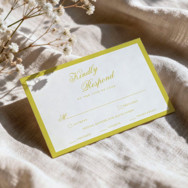 Citrus Wedding Yellow Elegant Script RSVP Card (Creator Uploaded)