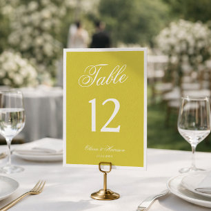 Citrus Wedding Yellow Elegant Table Number