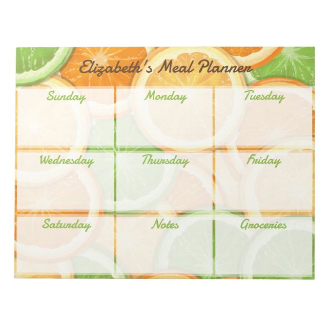 Citrus Weekly Meal Planner Notepad (Front)