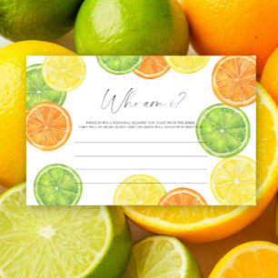 Citrus - Who am I bridal shower game Stationery
