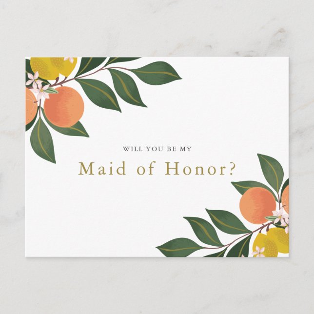 Citrus "Will you be my Maid of Honour?" Proposal Announcement Postcard (Front)