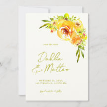 Citrus Yellow and Green Watercolor Floral Wedding