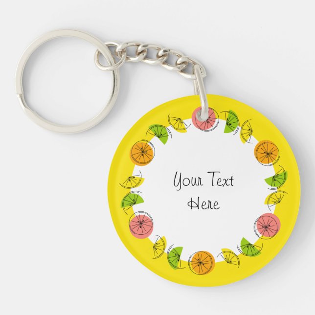Citrus Yellow Circle  Monogram double-sided Key Ring (Front)