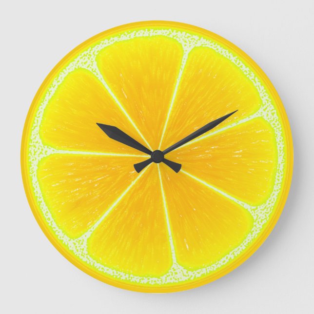 Citrus Yellow Lemon Fruit Slice Large Clock (Front)