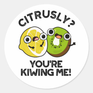 Citrusly You're Kiwiing Me Funny Fruit Pun  Classic Round Sticker