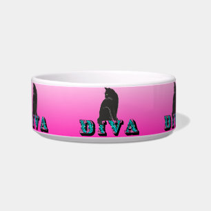 Citty Diva schwarze Katze Keramik Haustiernäpfe Bowl