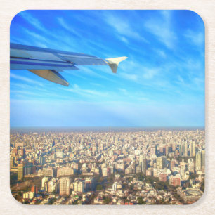 City airport Jorge Newbery AEP Square Paper Coaster
