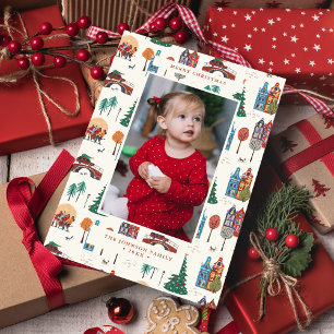 City Amsterdam Houses Christmas Modern Holiday Card