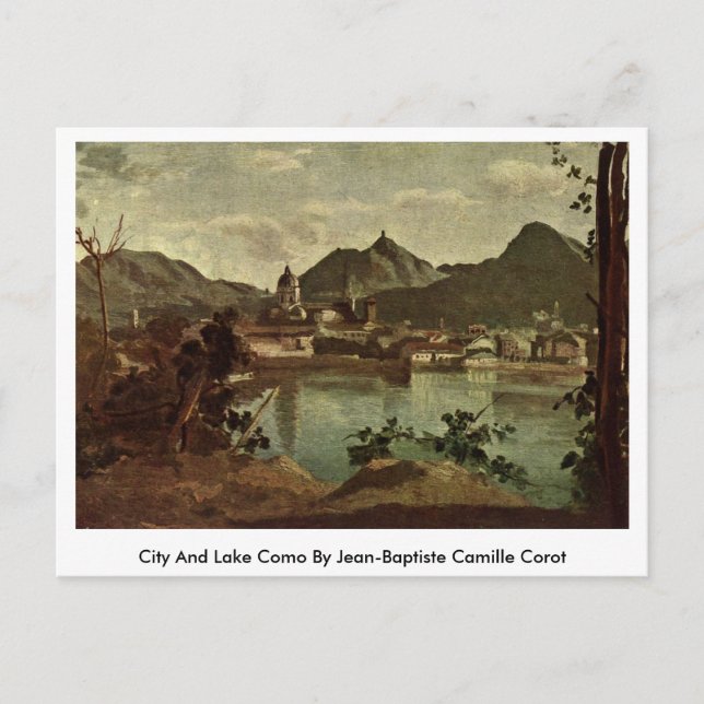 City And Lake Como By Jean-Baptiste Camille Corot Postcard (Front)