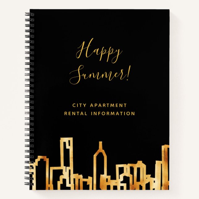 City apartment rental information black gold notebook (Front)