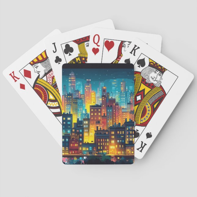 City Architecture  Design Watercolour Drawing Playing Cards (Back)