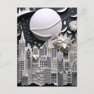 City at Night Landscape Background Postcard