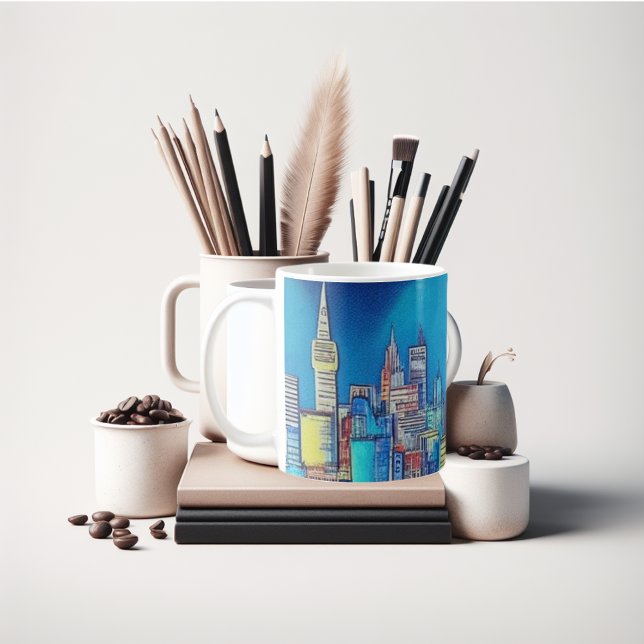 city at night mug just for you. (City at night beautiful stocking stuffer coffee mug.)