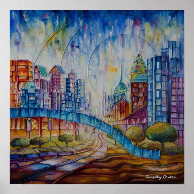 City at Peace Abstract - Canvas Print (Front)
