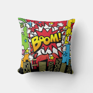City background material with comic art style spee cushion