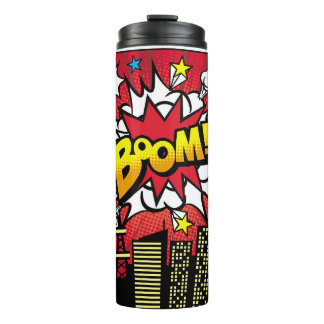 City background material with comic art style spee thermal tumbler
