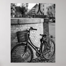 City Bicycle with Basket Against Brick Wall Urban