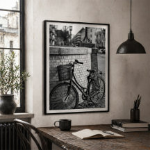 City Bicycle with Basket Against Brick Wall Urban